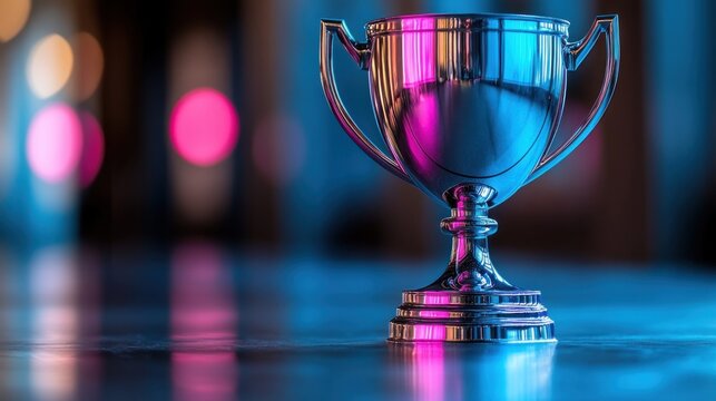 Award Trophy: Neon Lights, Achievement, Success, Victory, Prize, Competition, Glory, Celebration, Triumph, Accomplishment, Recognition