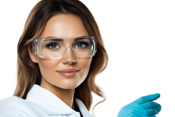 Scientist, Lab Coat, Protective Glasses, Gloves, Isolated, cut out transparent