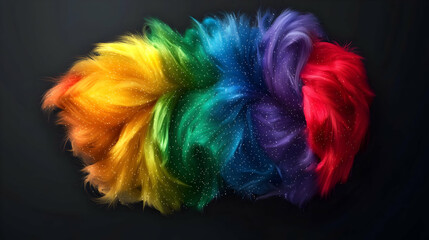 Obraz premium Rainbow Colored Fluffy Cloud Against Dark Background