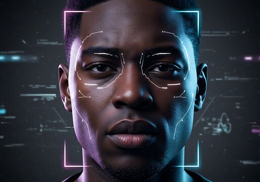 Digital Portrait: Intense Gaze, Neon Hues