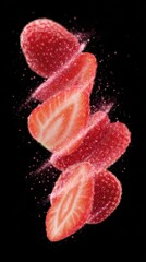 swirling tornado made of strawberries, whirling stem of strawberries, strawberry patch.