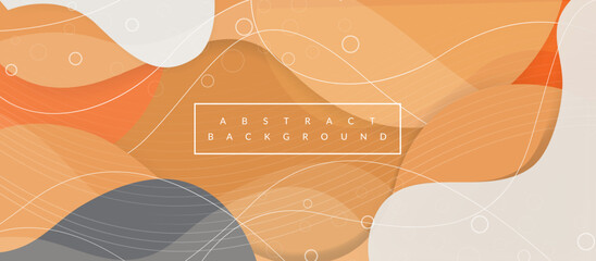  modern abstract layered background with Fluid flowing organic shapes in muted orange, beige, and gray, accented by  lines and circles