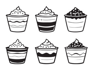 Simple Outline Pudding Cup Icon For Print Use