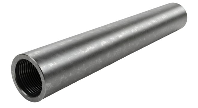Threaded metal pipe on black backdrop