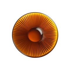 Amber Glass Bowl with Radial Fluting Design - Top View
