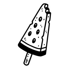 watermelon popsicle outline vector