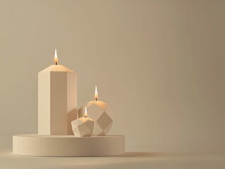 Lit Candles on Pedestal
