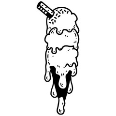 melting double scoop ice cream outline