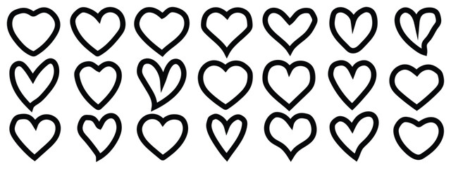 Black heart icons set. Heart icon. Different simple vector hearts and love. 