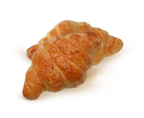 A closeup of a fresh  croissant isolated on . clipping path on transparent.
