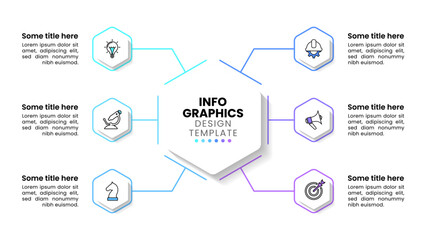 Obraz premium Infographic template. Hexagon with 6 connected steps