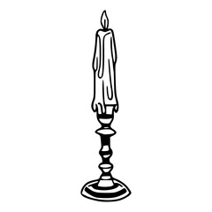 elegant candle in holder line art
