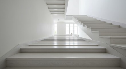 Fototapeta premium Minimalist Photo Of White Staircase Architecture With Modern Design
