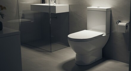 Modern 3D Toilet Interior Clean White Design Ceramic Fixture