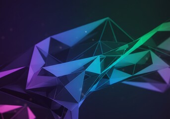 Abstract Low Poly Geometric Shape, Neon Gradient