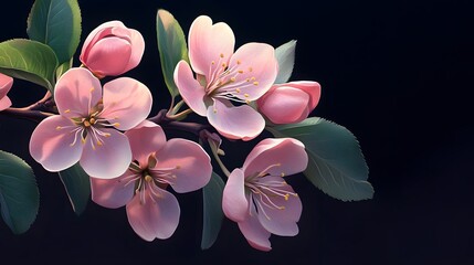 Delicate blossoms on a dark background.