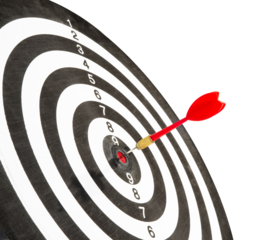  red dart on target isolated