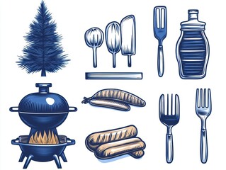 Vintage BBQ Utensils & Food