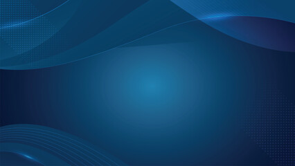 Abstract Dark Blue Wave Background With Glowing Lights