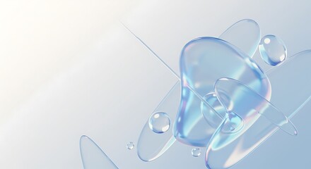 Abstract Liquid Forms: Iridescent Blue Bubbles