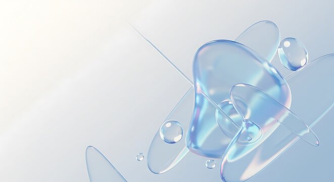 Abstract Liquid Forms: Iridescent Blue Bubbles