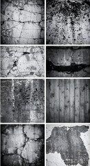 Monochrome Textural Backgrounds with Grunge and Weathered Effects