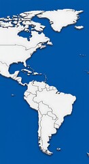 Obraz premium World Map, Americas Centered, Simple Design, Blue Background