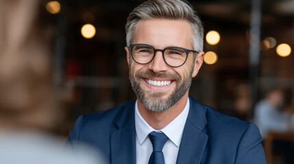 Fototapeta premium Businessman in Cafe Conversation