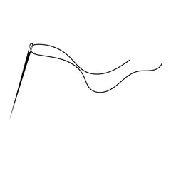 Sewing needle with thread. Element for tailor, handmade designs and branding