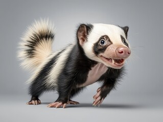 Fototapeta premium Playful hybrid creature with a dog's friendly face and a unique body, showcasing curiosity and charm in a studio setting