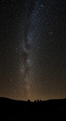 Fototapeta premium Night Sky Full of Stars Over a Dark Mountain Landscape