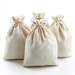 Obraz premium Four natural canvas drawstring bags