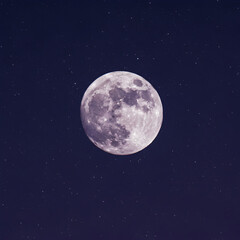 Fototapeta premium Night Sky Photo Showcases The Full Moon Glowing With Stars And Cosmic Wonders