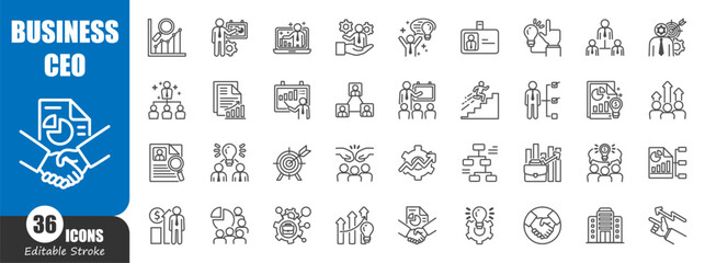 Business and CEO outline icon . Editable stroke . Vector .