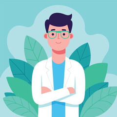  A professional male doctor giving advice for patient landing page, Online doctor concept.