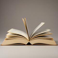 Open Book Photo With Pages Revealing Text Isolated on Gray Background