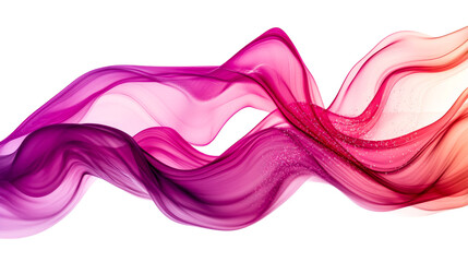 Flowing magenta wave with transparent bubbles, cut out transparent