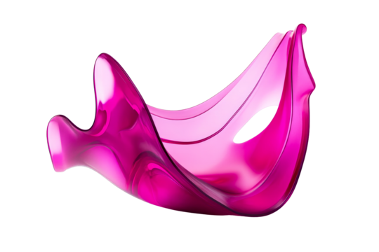 Magenta Smooth Form, Wave Structure, Acrylic Texture, cut out transparent