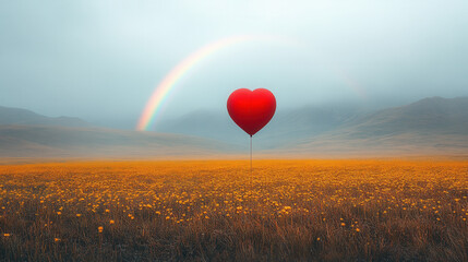 Fototapeta premium A Vibrant Rainbow Stretching Across a Forest Clearing 
