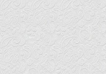 White Embossed Floral Pattern Texture Background
