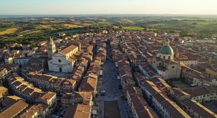 Fototapeta premium Italian town square and churches
