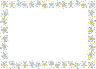 Rectangular border with white flowers. Illustration made with white flowers on a white background creating a rectangular border.