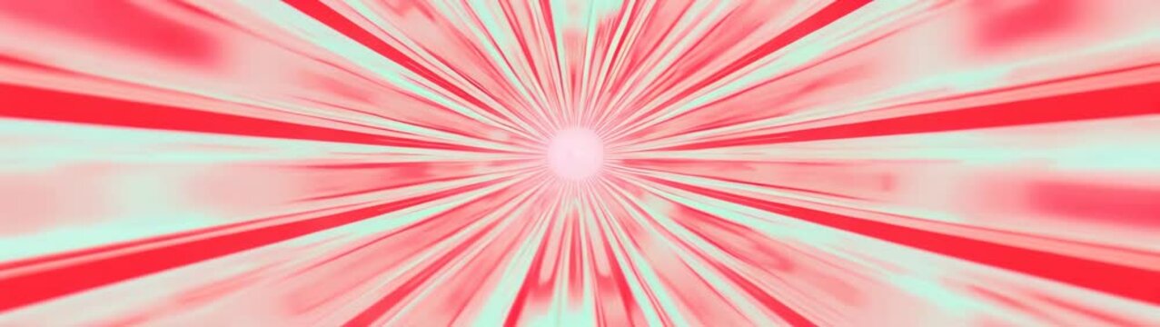 A close up of a rRd and white star burst with a black background