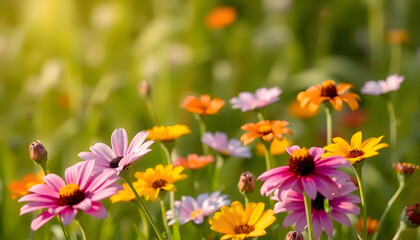 Fototapeta premium Colorful Wildflowers in a Blooming Meadow