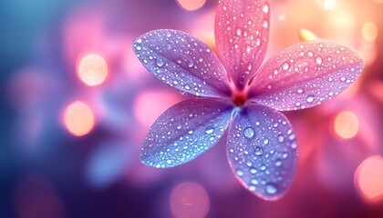 Vibrant flower, bokeh lights, close-up