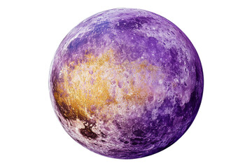 Textured sphere with purple and golden hues, cut out transparent