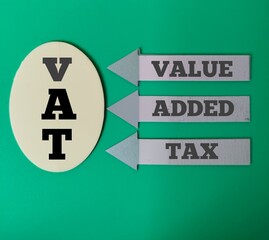 VAT - Value Added Tax Symbol. the word VAT. Beautiful white background. Business Concepts and Value...
