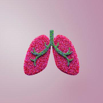 3D rendering of colorful lungs symbolizing health and anatomy