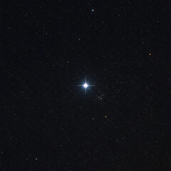 Photo of a Single Bright Star and Countless Dim Stars in Dark Night Sky