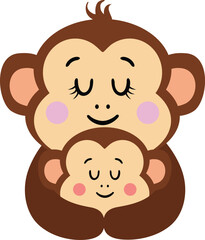 Fototapeta premium Loving Monkey Mom Hugs Her Baby